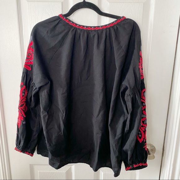 Zara Embroidered Boho Style Peasant Top Sz small - Picture 4 of 6